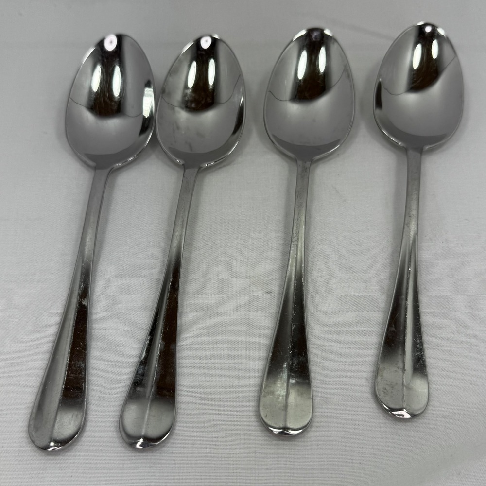Cuisinart 18/10 Stainless Steel Soup Spoons Set of 4 Teardrop Ridge Handle 7.75"